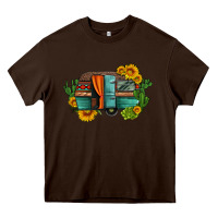 Chocolate Brown caravan sunflowers and cactus Heavy Core Tee - Artiststas