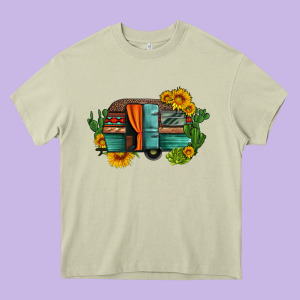 Caravan Sunflowers And Cactus Heavy Core Tee Designed By Artiststas