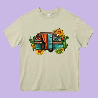 Caravan Sunflowers And Cactus Heavy Core Tee Designed By Artiststas