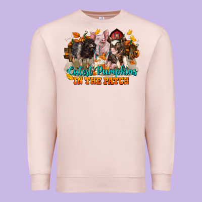 Fall Cutest Pumpkin In The Patch Pig Premium Sweatshirt Designed By Lillyallendesigns
