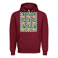 Burgundy boujee checker board leprechaun Zipper Hoodie - MaliasSmallBusiness