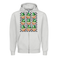 Dove Grey boujee checker board leprechaun Zipper Hoodie - MaliasSmallBusiness