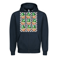 Navy boujee checker board leprechaun Zipper Hoodie - MaliasSmallBusiness