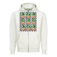 Oatmeal Heather boujee checker board leprechaun Zipper Hoodie - MaliasSmallBusiness