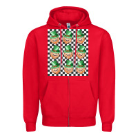 Red boujee checker board leprechaun Zipper Hoodie - MaliasSmallBusiness