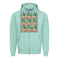 Seafoam boujee checker board leprechaun Zipper Hoodie - MaliasSmallBusiness