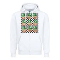 White boujee checker board leprechaun Zipper Hoodie - MaliasSmallBusiness