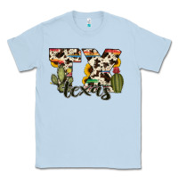 Dusty Blue texas state cowhide serape cactus Classic Tee - RanaPortraitStore