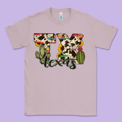 Texas State Cowhide Serape Cactus Classic Tee Designed By Ranaportraitstore