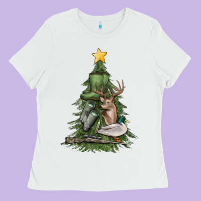 Ladies Tee hunting christmas tree