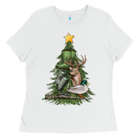 White hunting christmas tree Ladies Tee - MaliasSmallBusiness