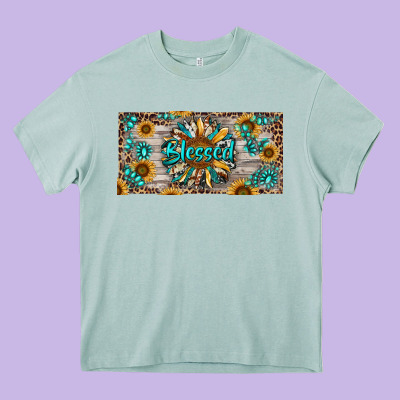 Heavy Core Tee Blessed With Sunflower And Gemstone