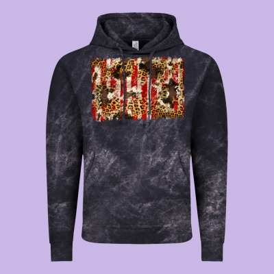America, Cowhide, Leopard Backgraund Vintage Hoodie Designed By Jahusdesignshop