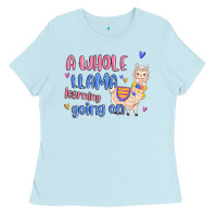 Baby Blue a whole llama learning going on Ladies Tee - MaliasSmallBusiness