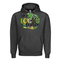 Charcoal Heather one lucky teacher Zipper Hoodie - MaliasSmallBusiness