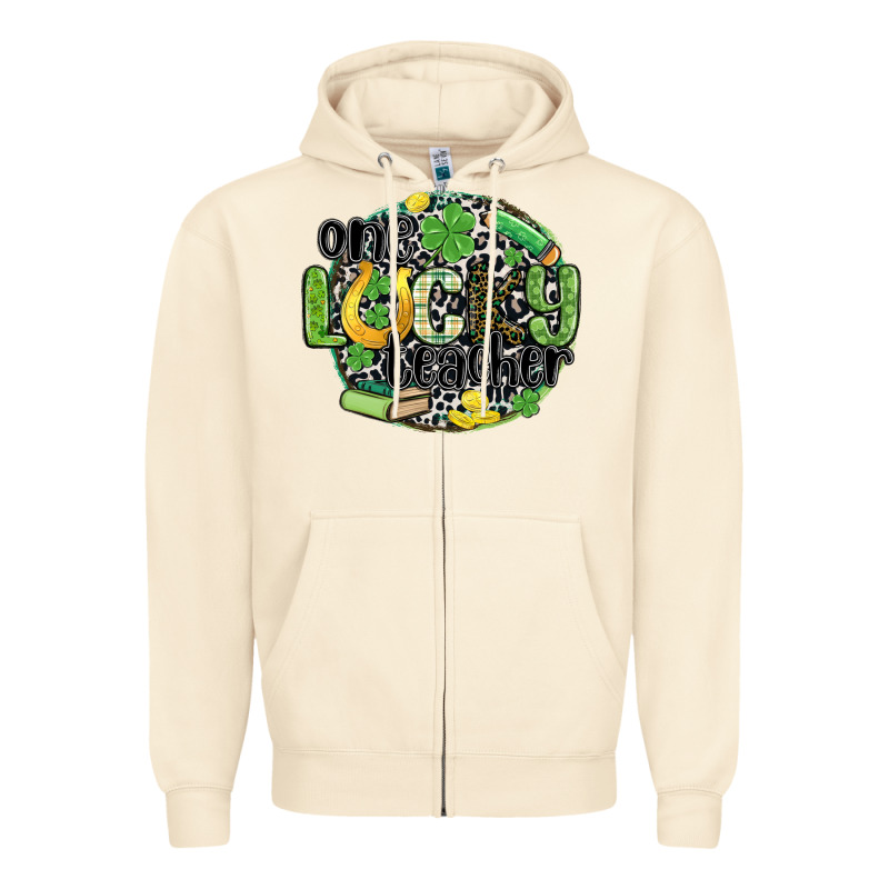 One Lucky Teacher Zipper Hoodie by MaliasSmallBusiness | Teevron