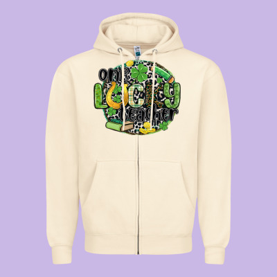 One Lucky Teacher Zipper Hoodie Designed By Maliassmallbusiness
