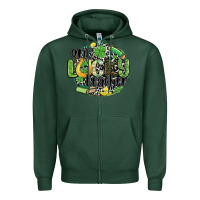 Sports Green one lucky teacher Zipper Hoodie - MaliasSmallBusiness