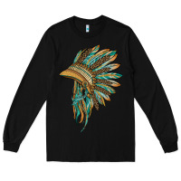 Black indian leopard headdress blue Long Sleeve Tee - BarkalooDesign