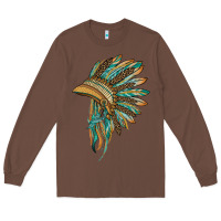 Chestnut indian leopard headdress blue Long Sleeve Tee - BarkalooDesign