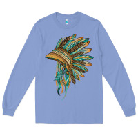 Colony Blue indian leopard headdress blue Long Sleeve Tee - BarkalooDesign
