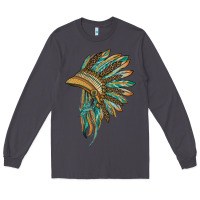 Smoke indian leopard headdress blue Long Sleeve Tee - BarkalooDesign