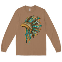 Toasted Coconut indian leopard headdress blue Long Sleeve Tee - BarkalooDesign