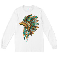 White indian leopard headdress blue Long Sleeve Tee - BarkalooDesign