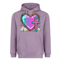 Lavender easter cross heart la Heavyweight Hoodie - LillyAllenDesigns