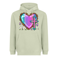 Matcha easter cross heart la Heavyweight Hoodie - LillyAllenDesigns