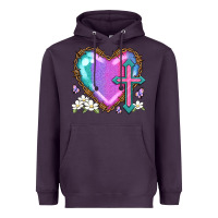 Plum easter cross heart la Heavyweight Hoodie - LillyAllenDesigns