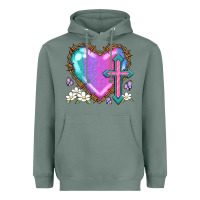 Sage easter cross heart la Heavyweight Hoodie - LillyAllenDesigns
