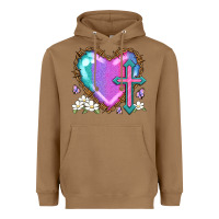 Toasted Coconut easter cross heart la Heavyweight Hoodie - LillyAllenDesigns