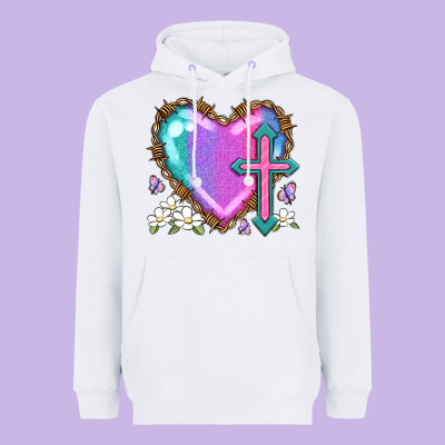Easter Cross Heart La Heavyweight Hoodie Designed By Lillyallendesigns