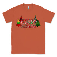 Copper merry christmas glitter plaid trees Classic Tee - AdoDesignShop