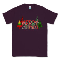 Plum merry christmas glitter plaid trees Classic Tee - AdoDesignShop