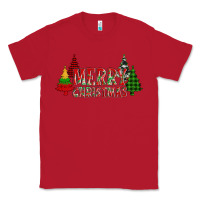 Red merry christmas glitter plaid trees Classic Tee - AdoDesignShop