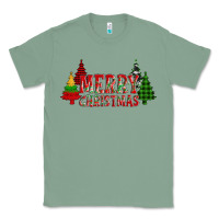 Sage merry christmas glitter plaid trees Classic Tee - AdoDesignShop