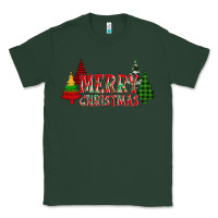 Sports Green merry christmas glitter plaid trees Classic Tee - AdoDesignShop