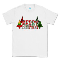 White merry christmas glitter plaid trees Classic Tee - AdoDesignShop