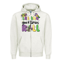 Oatmeal Heather let the good times roll Zipper Hoodie - MaliasSmallBusiness