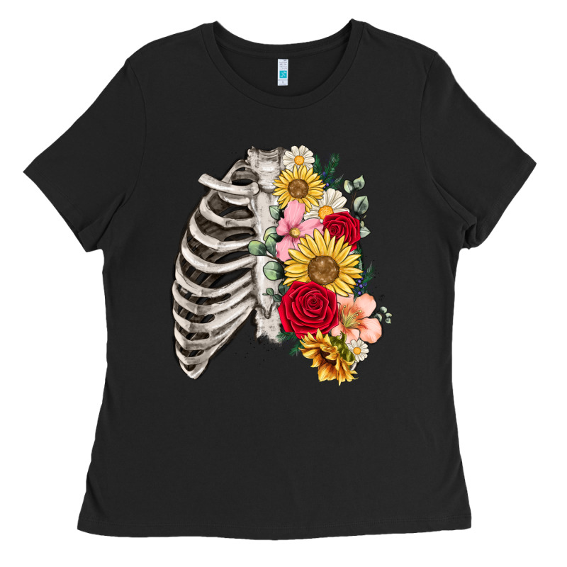 Floral Ribcage Ladies Tee by MaliasSmallBusiness | Teevron