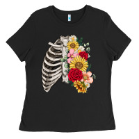 Black floral ribcage Ladies Tee - MaliasSmallBusiness
