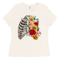 Bone floral ribcage Ladies Tee - MaliasSmallBusiness