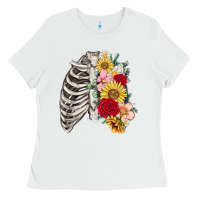 White floral ribcage Ladies Tee - MaliasSmallBusiness