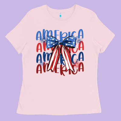 America Ribbon Ladies Tee Designed By Jahusdesignshop