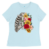 Baby Blue floral ribcage Ladies Tee - MaliasSmallBusiness