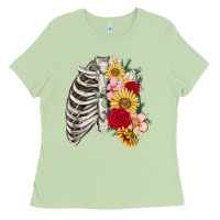 Matcha floral ribcage Ladies Tee - MaliasSmallBusiness