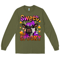 Army Green sweet and spooky halloween cow Long Sleeve Tee - Jasminsmagicworld
