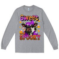 Heather Grey sweet and spooky halloween cow Long Sleeve Tee - Jasminsmagicworld